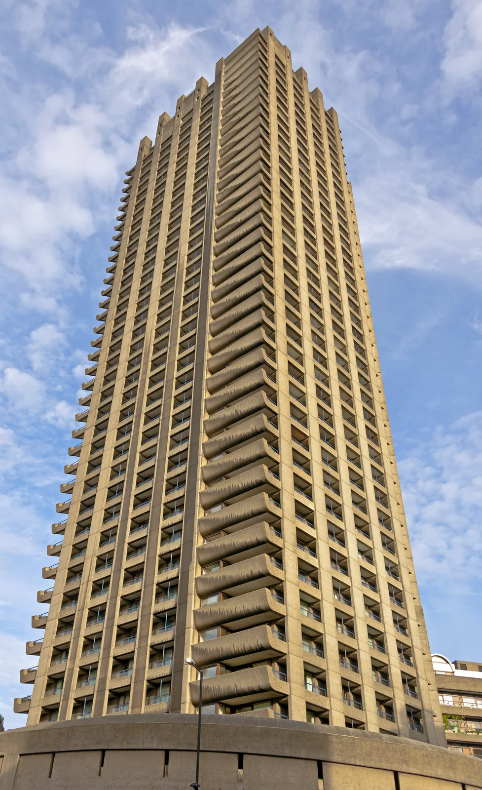 Barbican Estate: A modernist estate of concrete towers, terraces, bridges, water, and planted spaces.