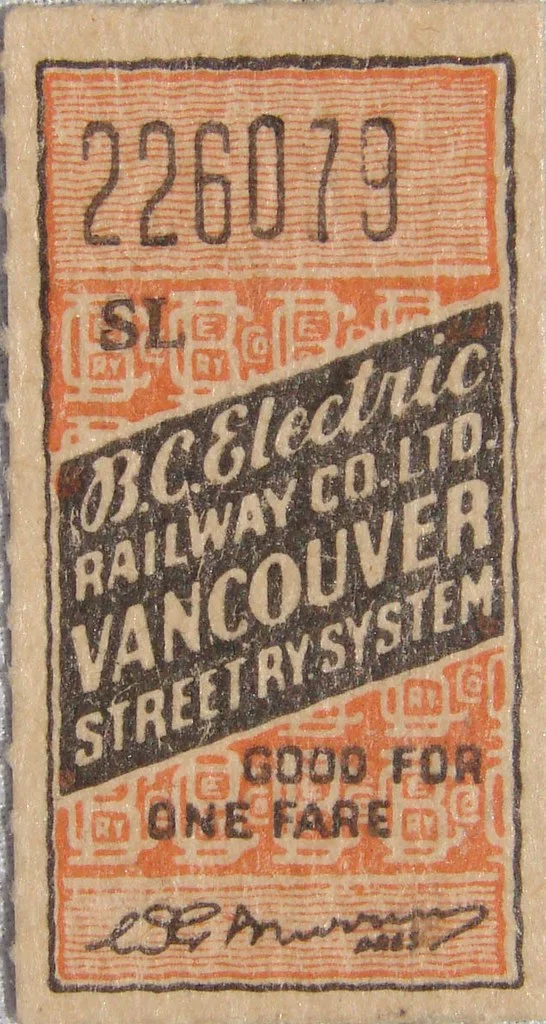 Vintage Railway Ticket: A narrow printed ticket with compact type, borders, serial information, and perforations.